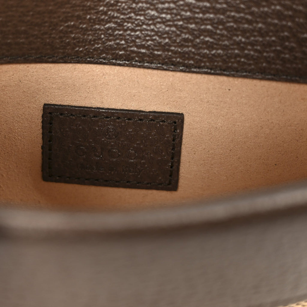 Gucci Monogram Jumbo GG Textured Dollar Calfskin Super Mini Dionysus Shoulder Bag Camel Ebony New Acero