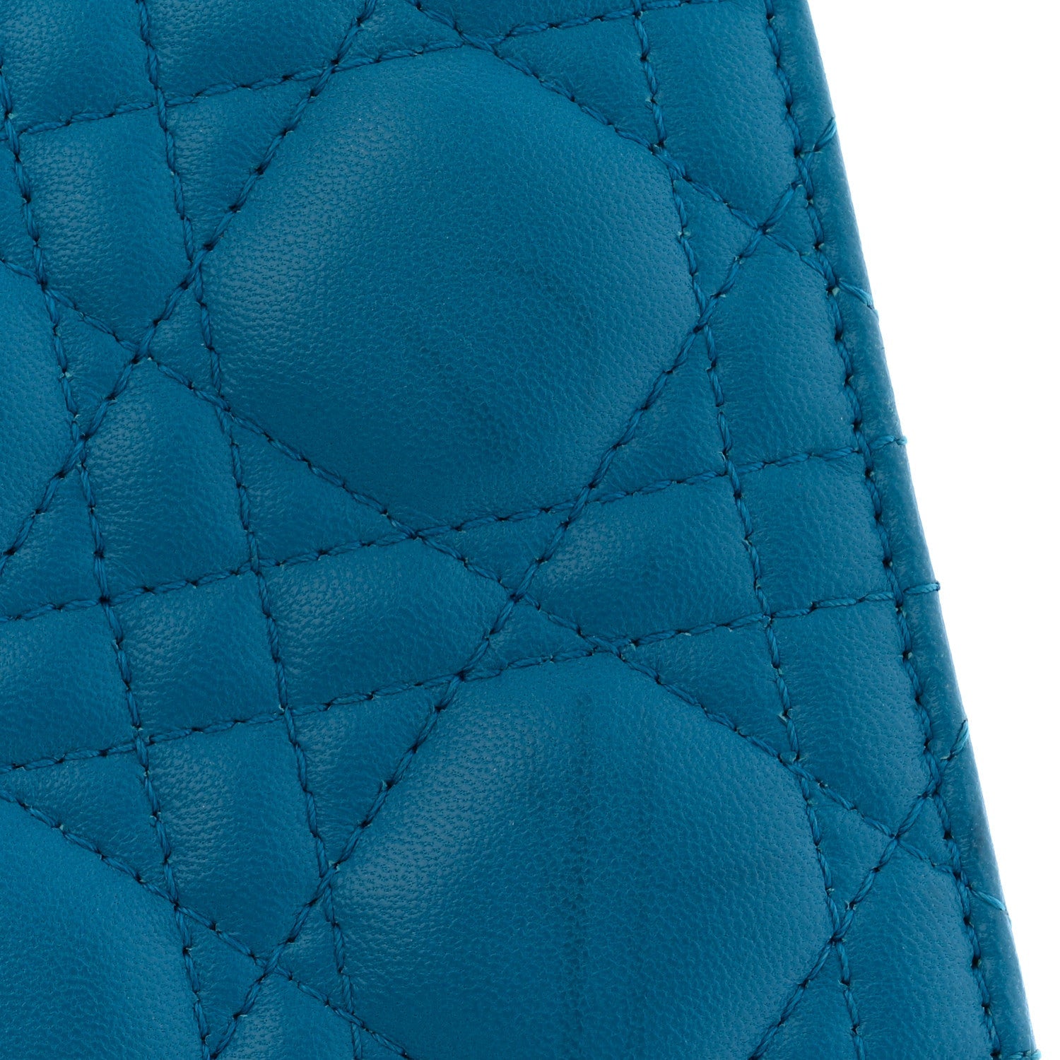 Christian Dior Lambskin Cannage Lady Dior Convertible Clutch Blue