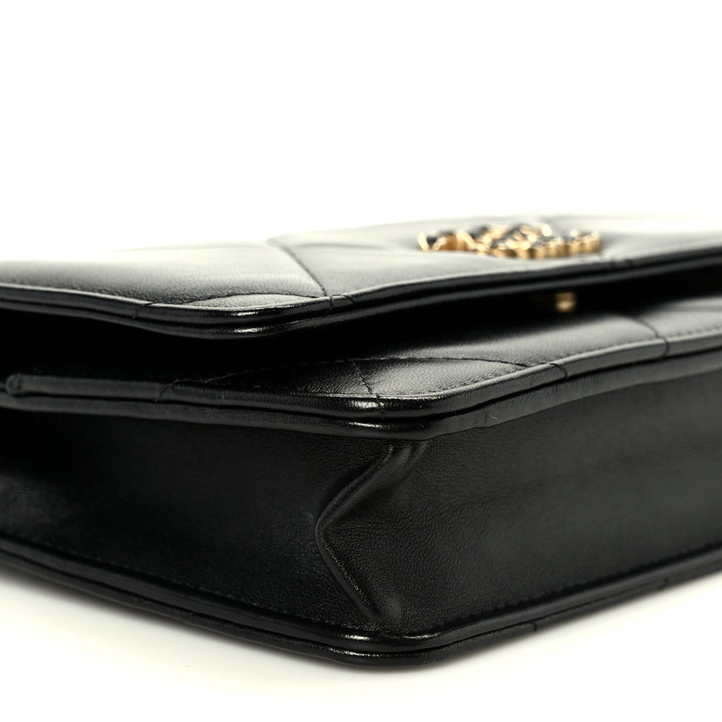 Chanel Lambskin Quilted Chanel 19 Wallet On Chain WOC Black