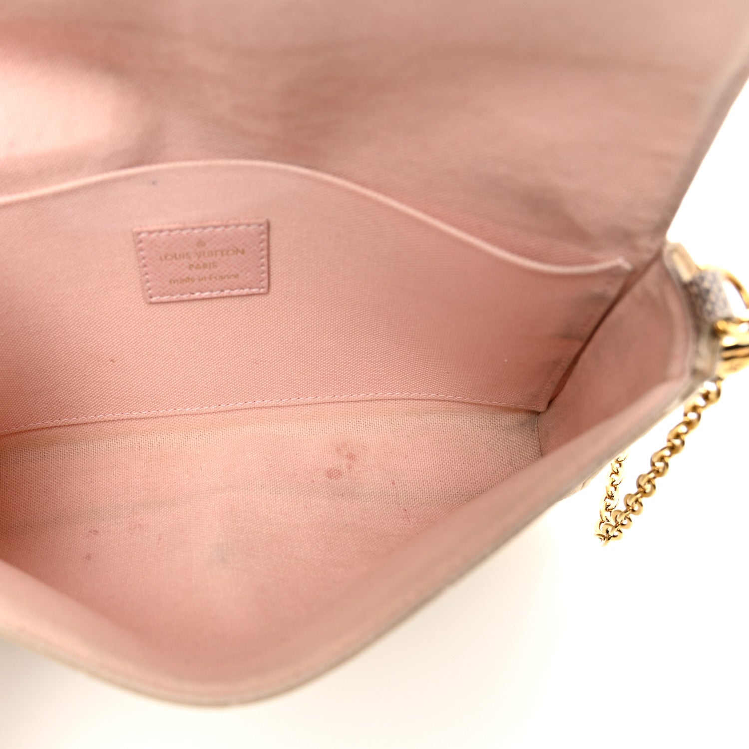 Louis Vuitton Damier Azur Pochette Felicie Chain Wallet Rose Ballerine