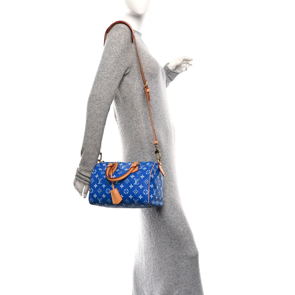 Louis Vuitton Calfskin Monogram Speedy P9 Bandouliere 25 Blue