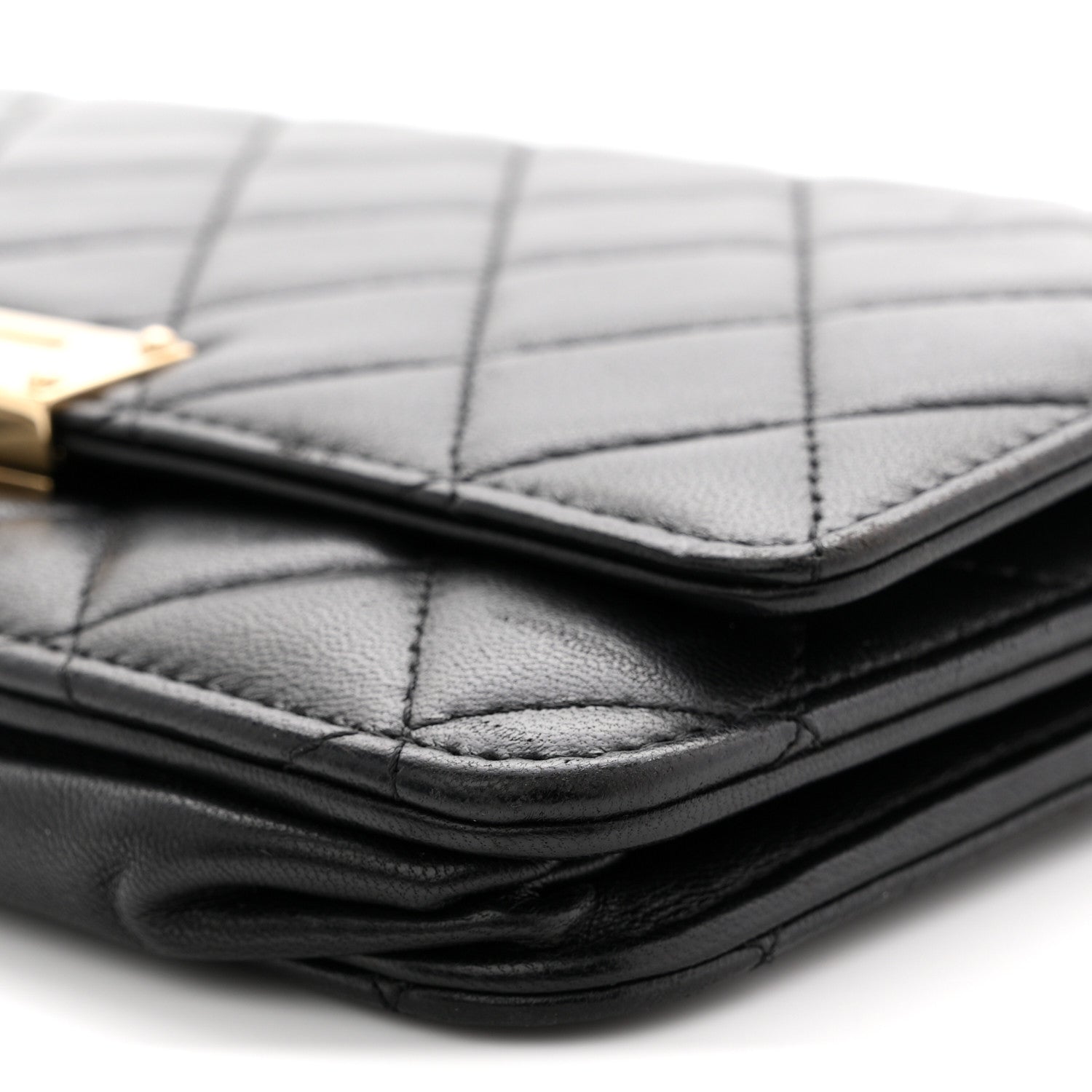 Chanel Lambskin Quilted Golden Class Wallet on Chain WOC Black