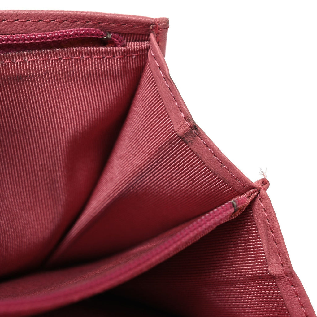 Lambskin Quilted Yen Wallet Pink
