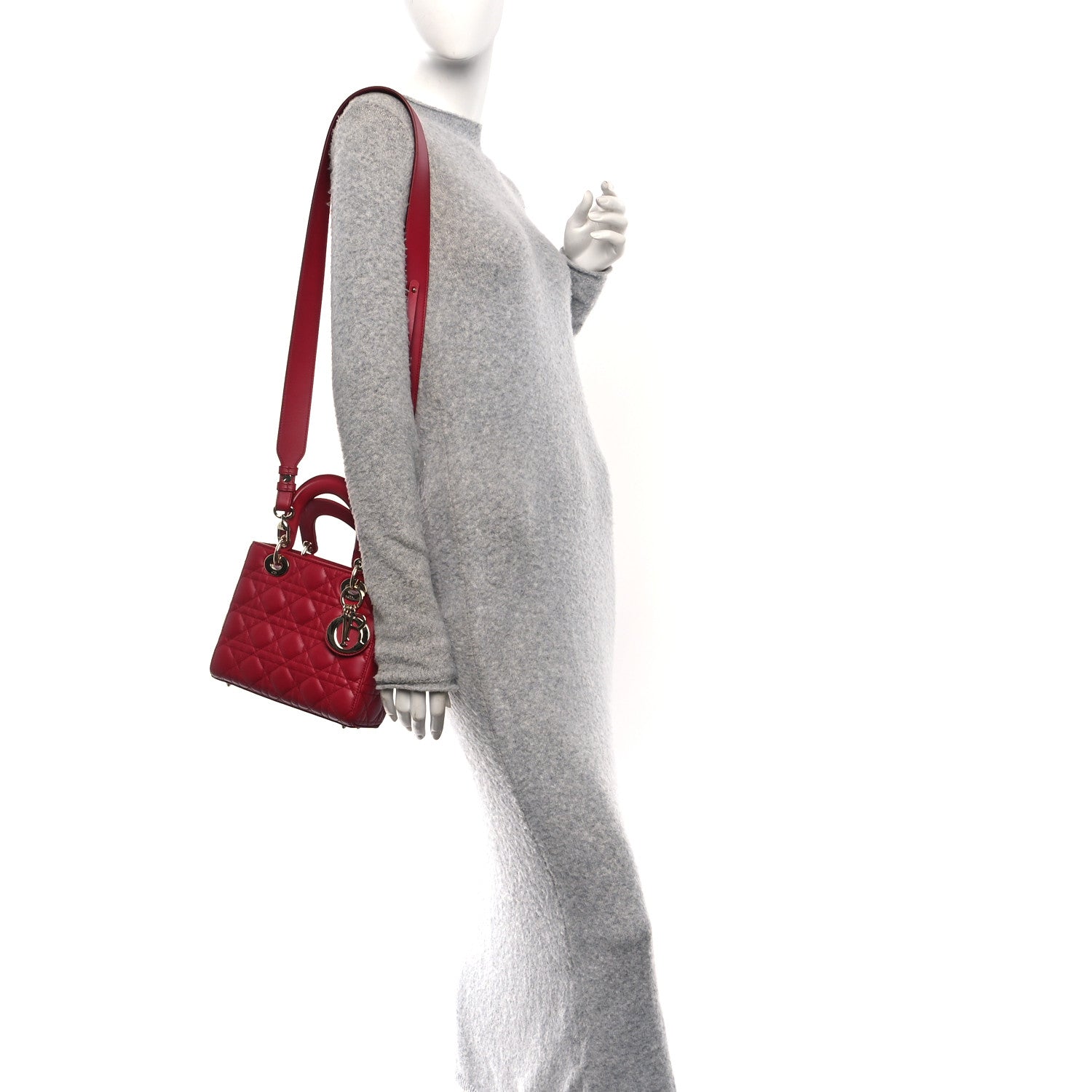 Christian Dior Lambskin Cannage Small My ABCDior Lady Dior Red