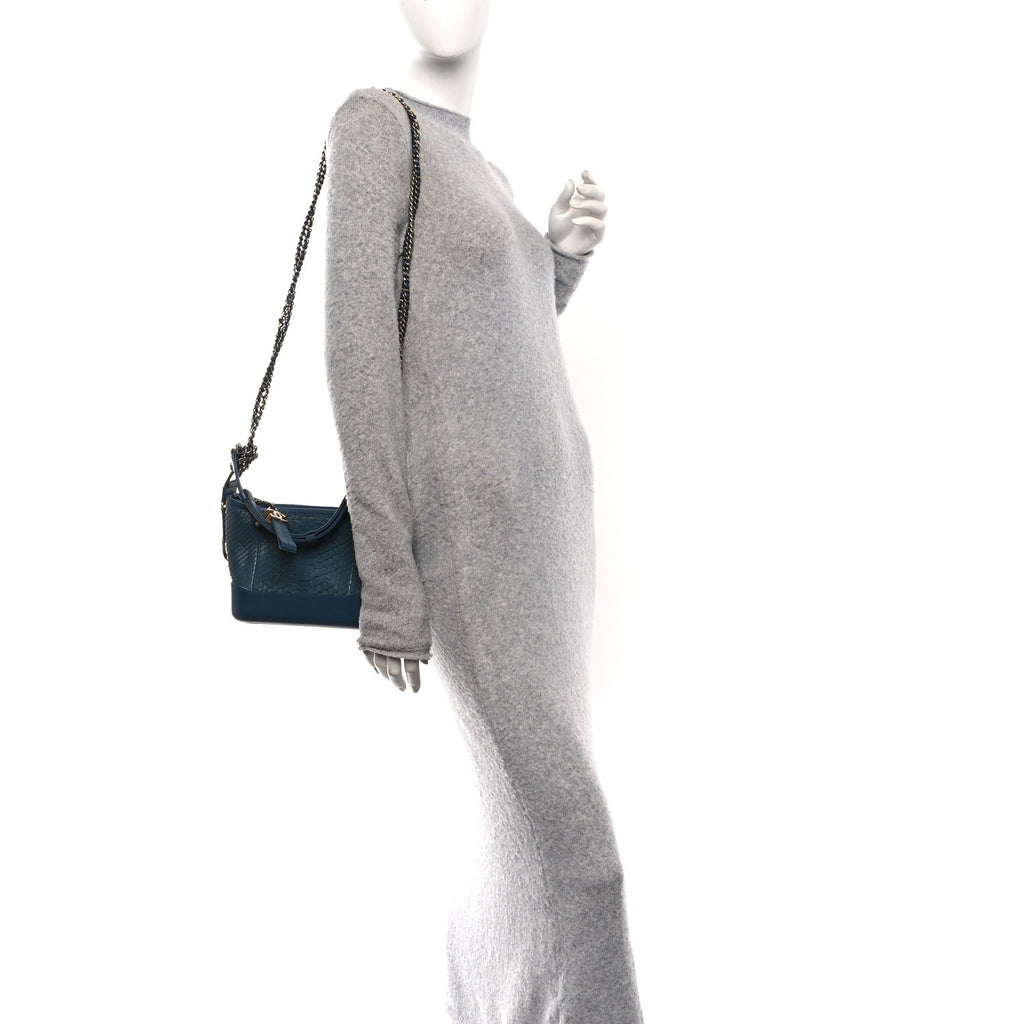 Chanel Snakeskin Small Gabrielle Hobo Blue