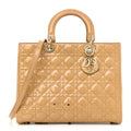 Christian Dior Patent Cannage Large Lady Dior Dark Beige
