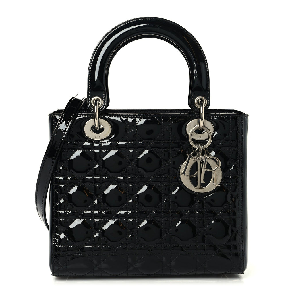 Christian Dior Patent Cannage Medium Lady Dior Black