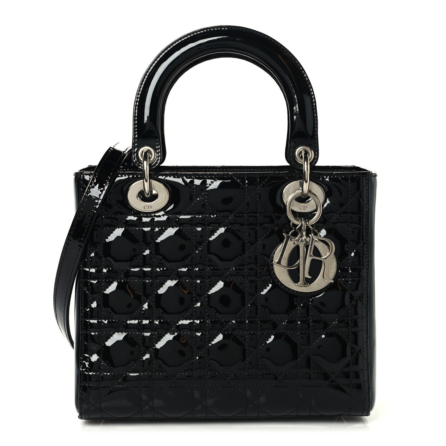 Christian Dior Patent Cannage Medium Lady Dior Black