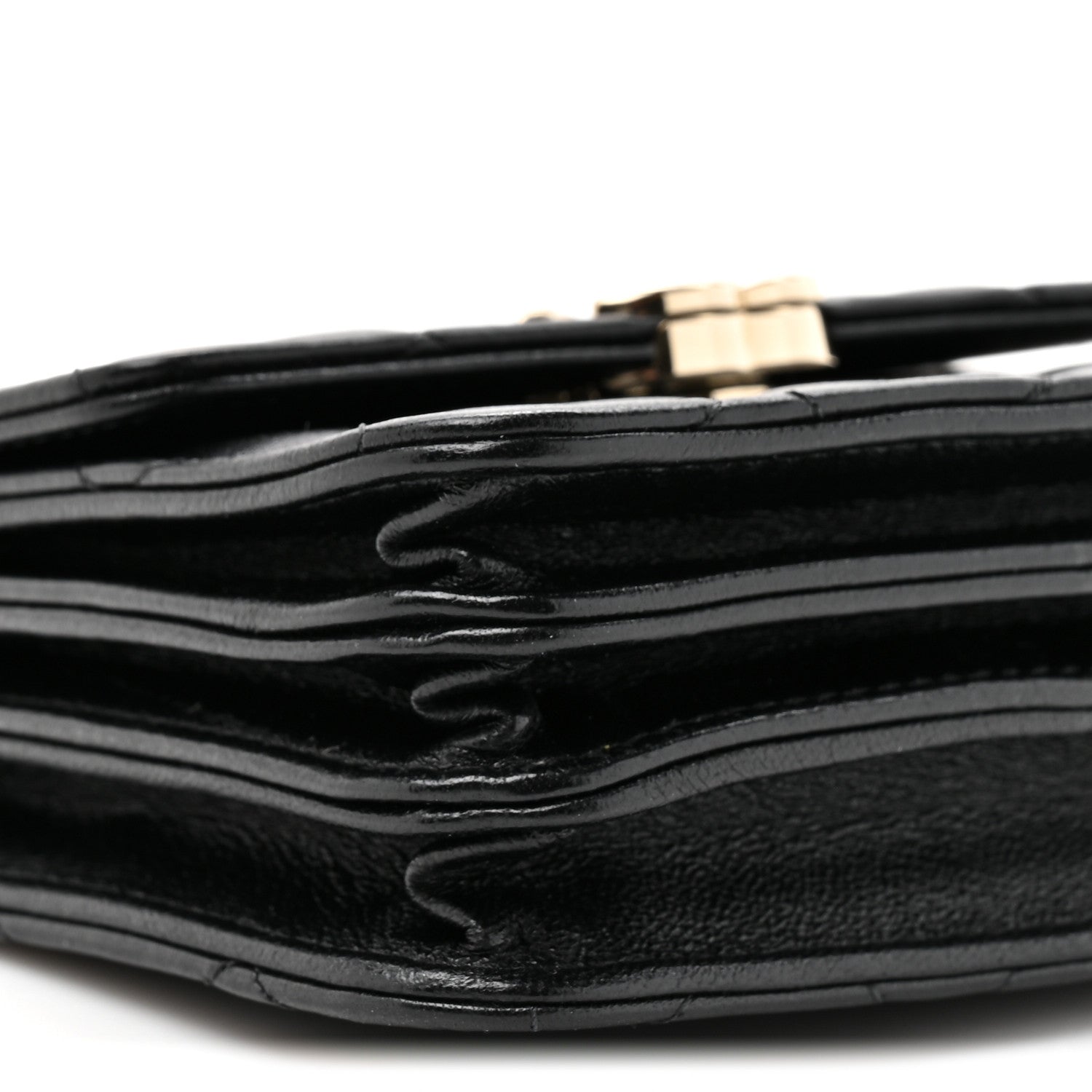 Chanel Lambskin Quilted Top Handle Flap Clutch With Chain Black