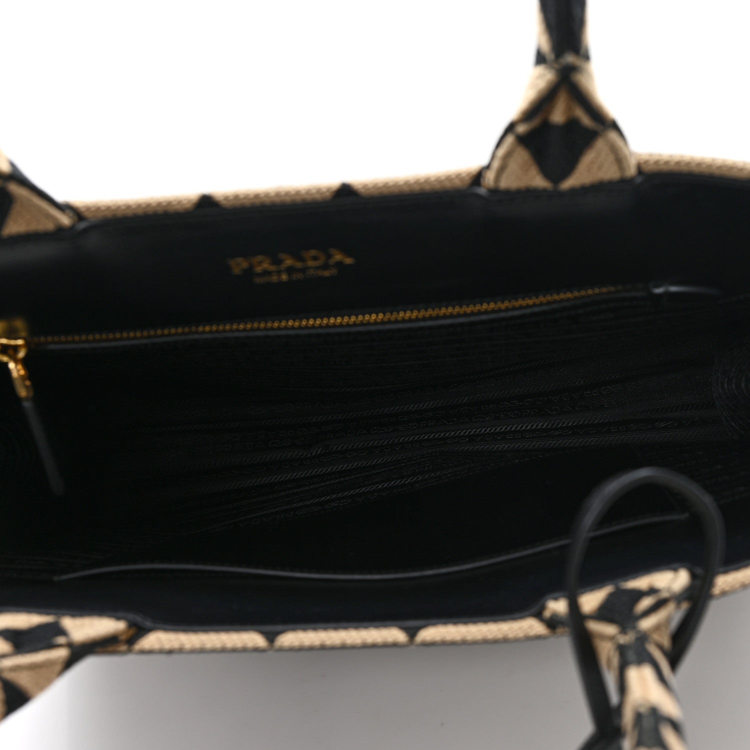 Prada Jacquard Saffiano Triangolo Symbole Embroidered Large Tote Black Corda