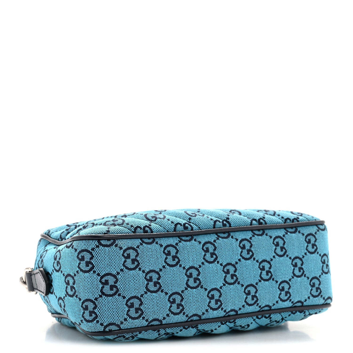 Gucci Monogram Multicolor Matelasse Diagonal Small GG Marmont Chain Shoulder Bag Light Blue