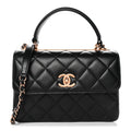 Chanel Lambskin Quilted Small Trendy CC Dual Handle Flap Bag Black