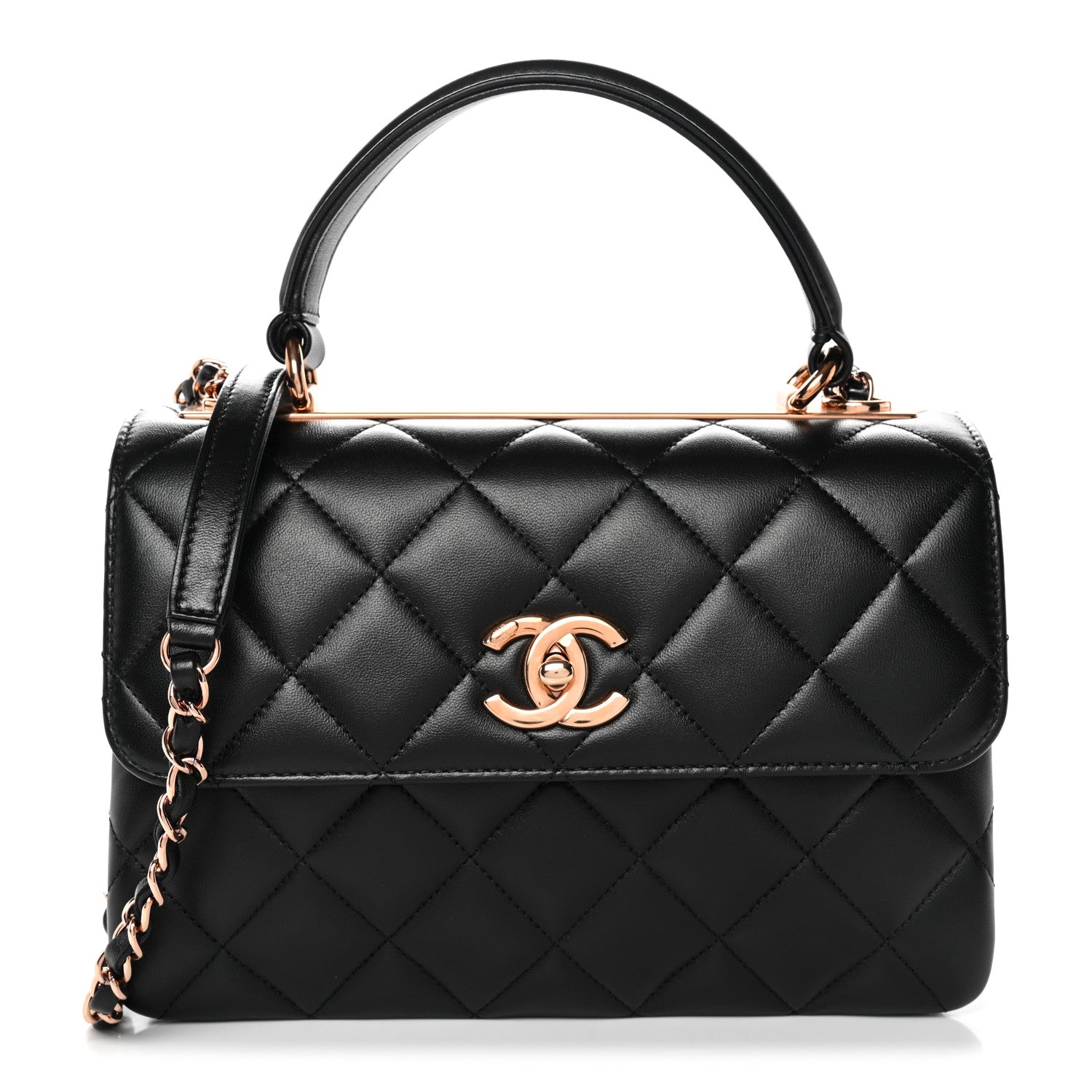 Chanel Lambskin Quilted Small Trendy CC Dual Handle Flap Bag Black