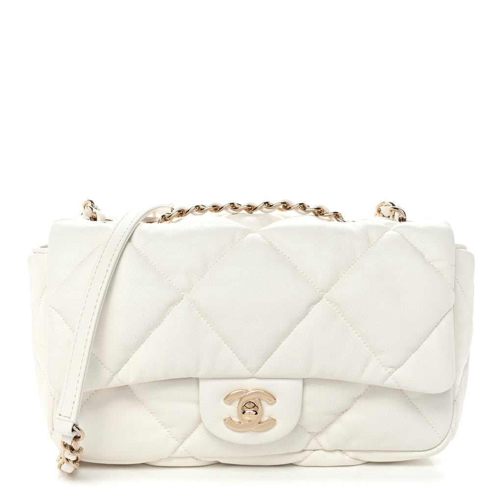 Chanel Calfskin Quilted Medium Bubbly Flap White