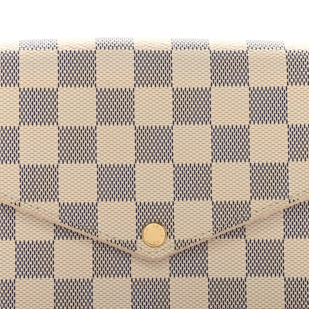 Louis Vuitton Damier Azur Pochette Felicie Chain Wallet Rose Ballerine