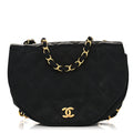 Chanel Satin Quilted Half Moon Flap Black