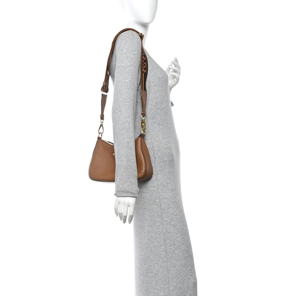 Prada Vitello Daino Soft Zippered Hobo Shoulder Bag Caramel