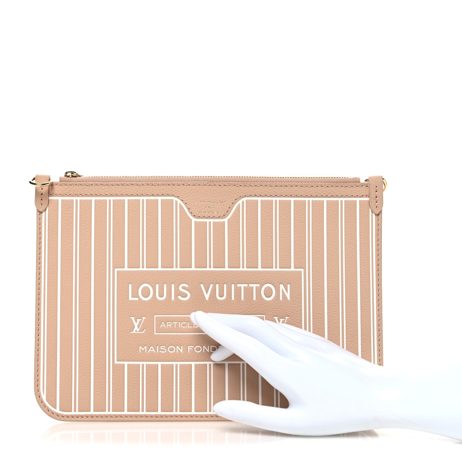 Louis Vuitton Calfskin Neverfull Inside Out MM Pochette Dune Hazelnut