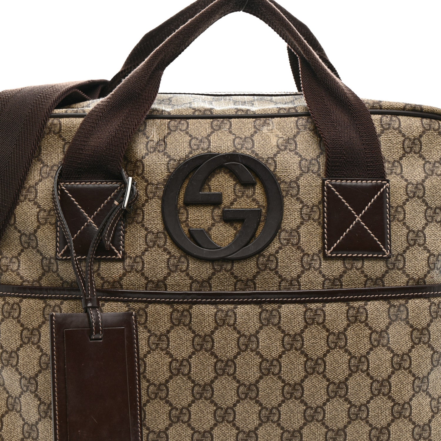 Gucci GG Plus Monogram Interlocking G Briefcase Brown