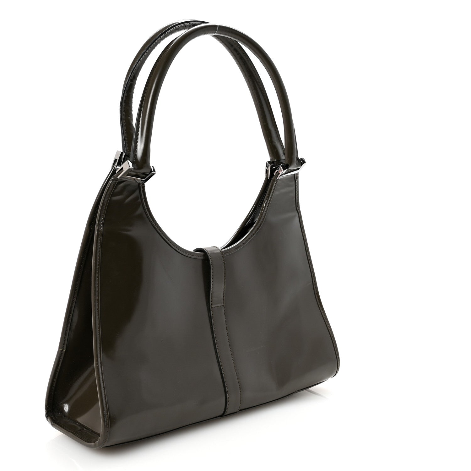 Gucci Patent Bardot Shoulder Bag Olive Green