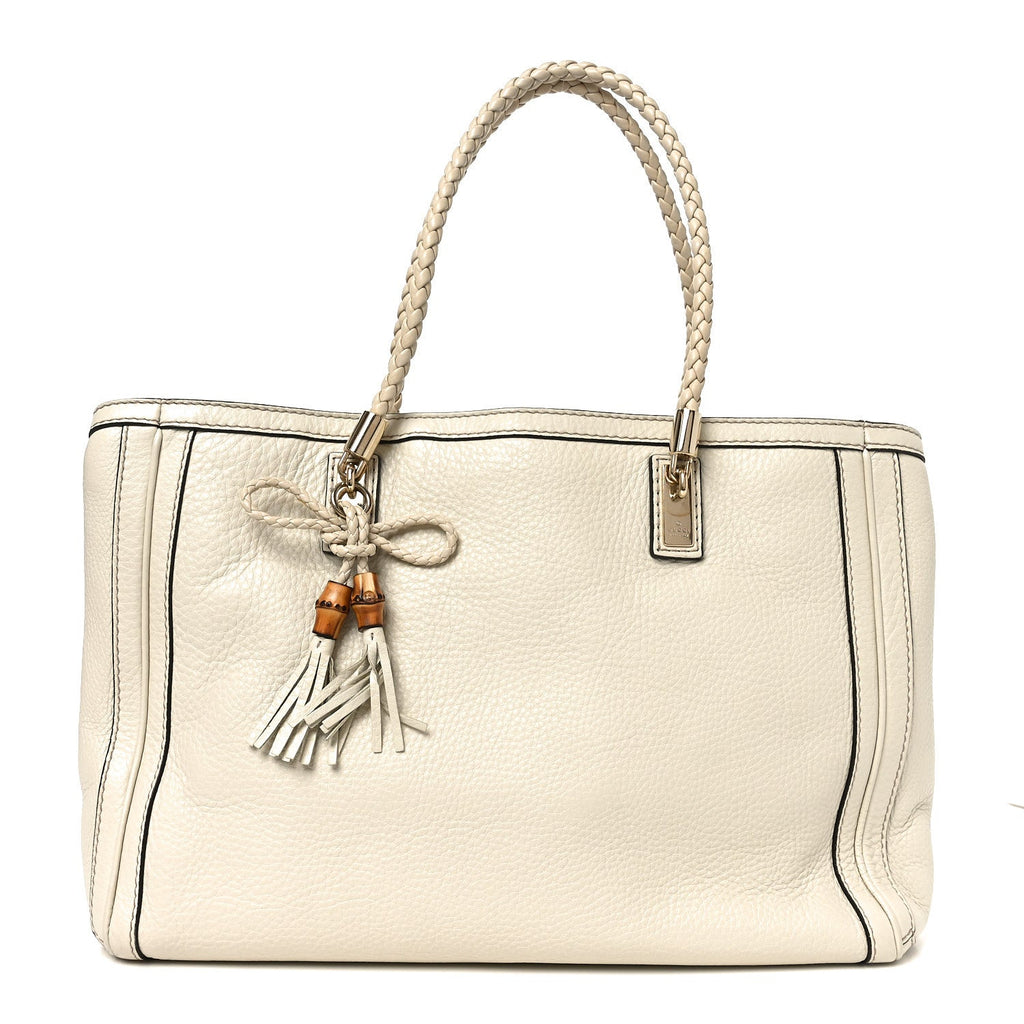 Gucci Pebbled Calfskin Medium Bella Tote Off White
