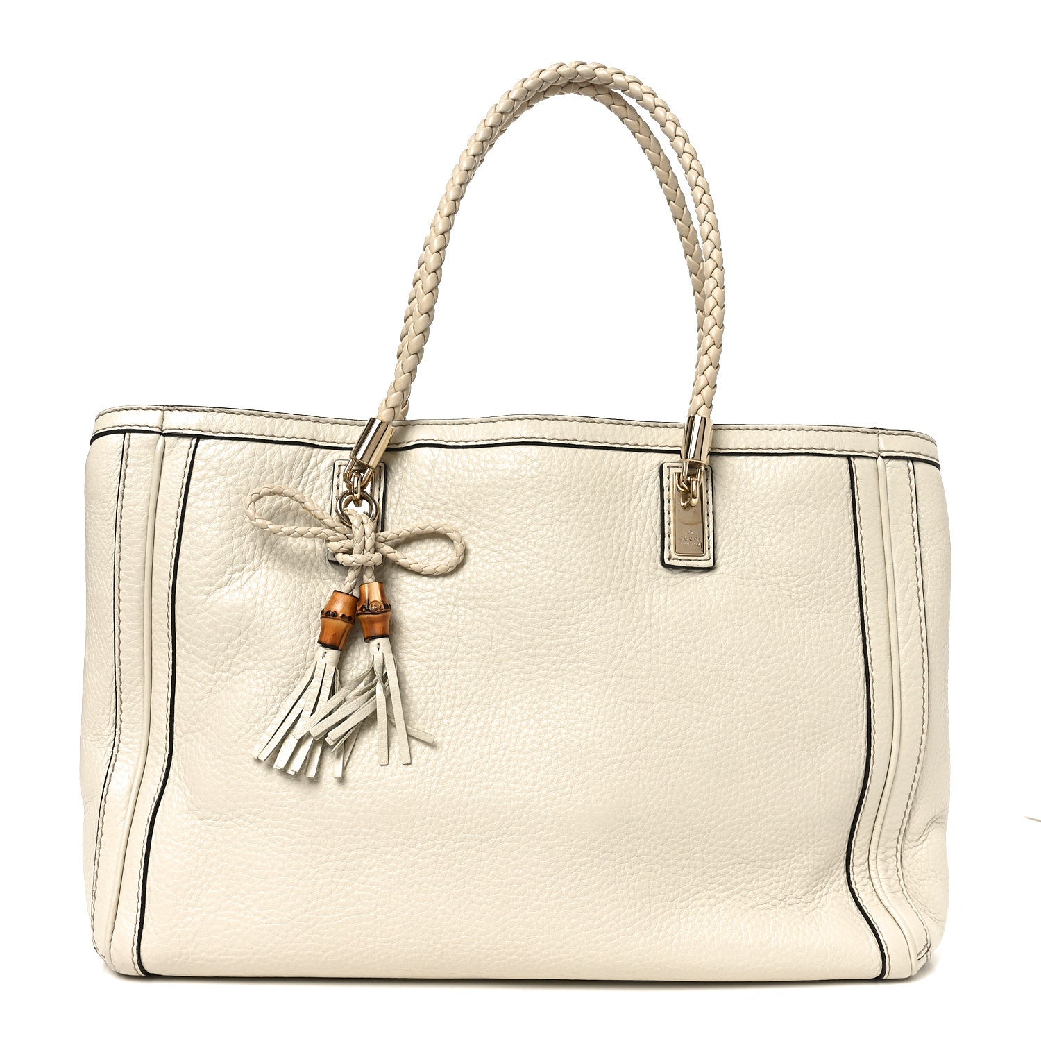 Gucci Pebbled Calfskin Medium Bella Tote Off White