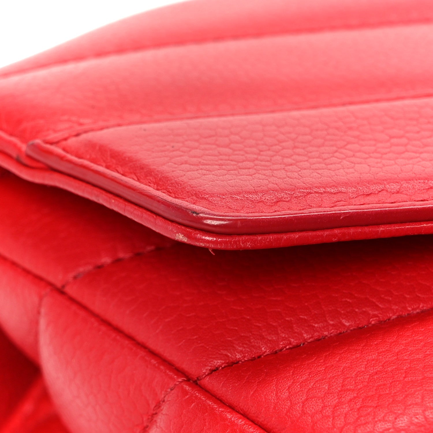 Chanel Caviar Chevron Quilted Single Flap Red