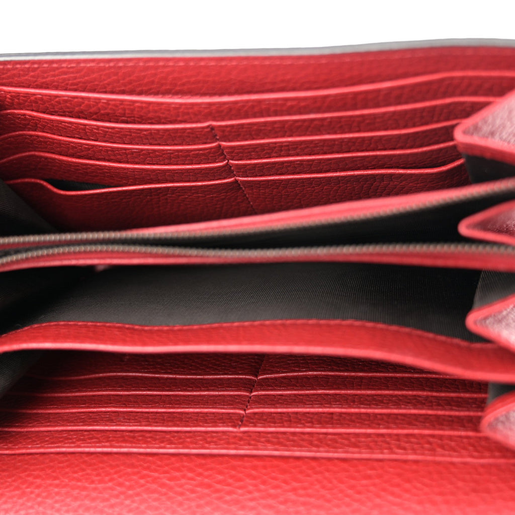 Gucci Calfskin GG Marmont Chain Wallet Vulcanic Red
