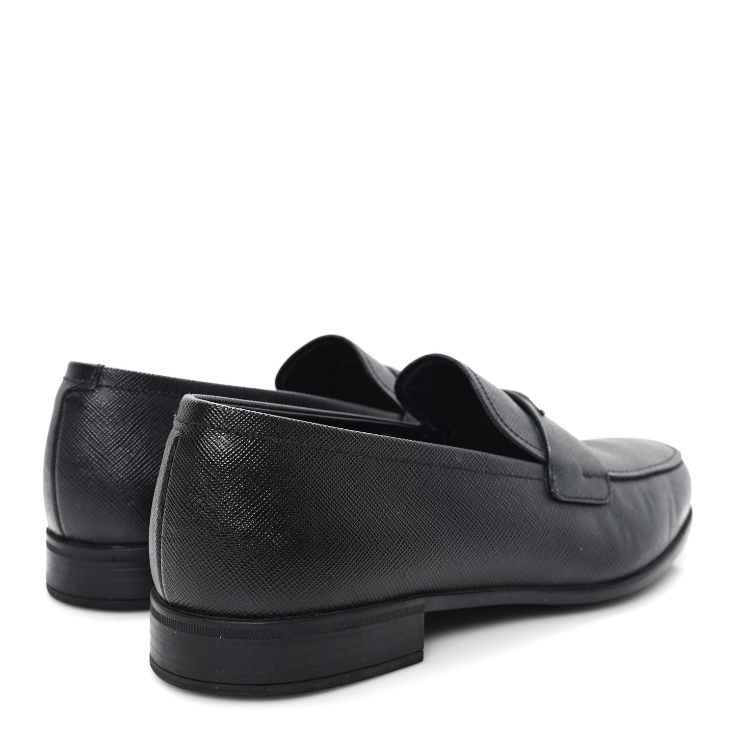 Prada Saffiano Mens Triangle Loafers 6 Black