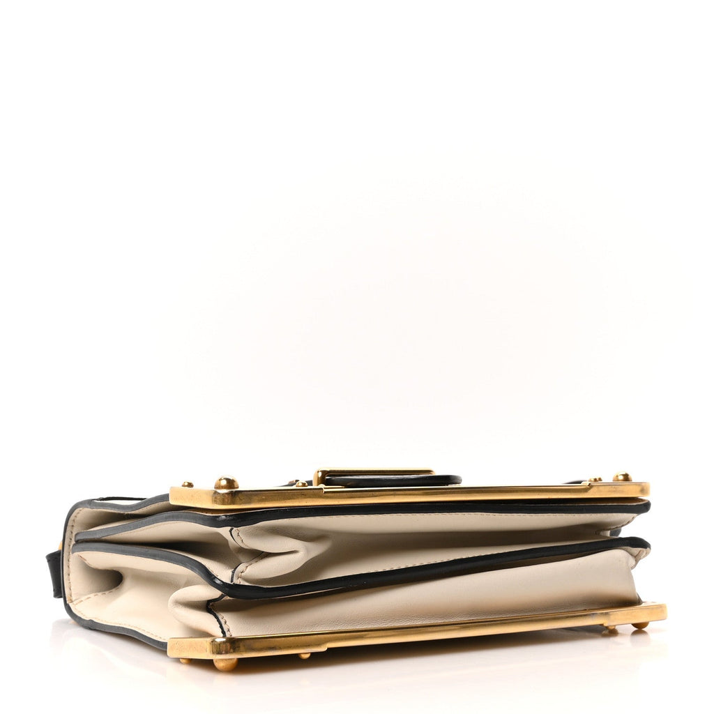 Prada City Calf Saffiano Cahier Bag Talco Black