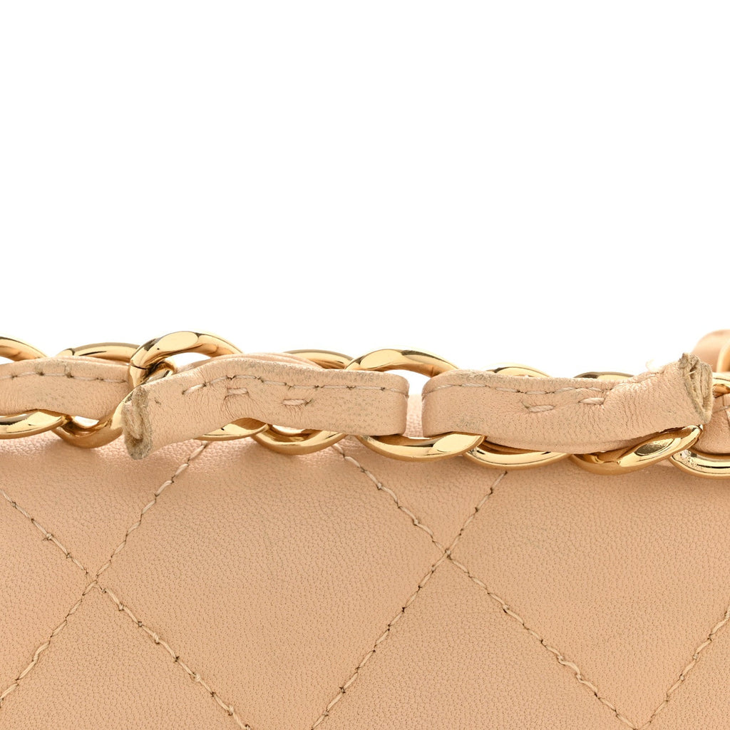 Chanel Lambskin Quilted Jumbo Single Flap Beige