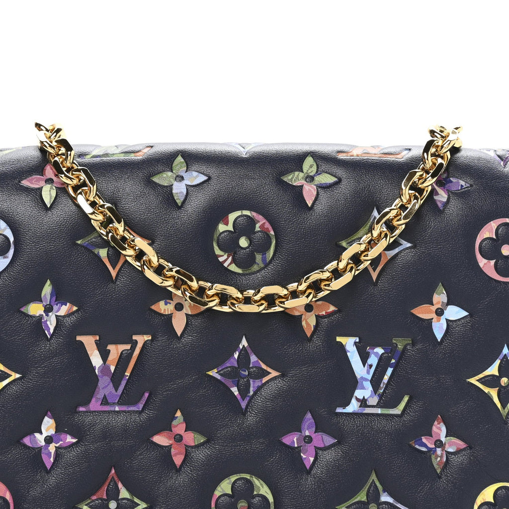 Louis Vuitton Lambskin Embossed Monogram LV Garden Pochette Coussin Navy