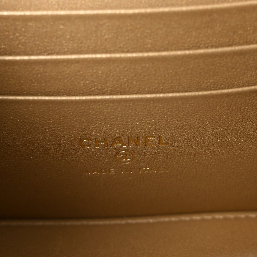 Chanel Lambskin Quilted Pearl Crush Small Vanity Case With Chain Black