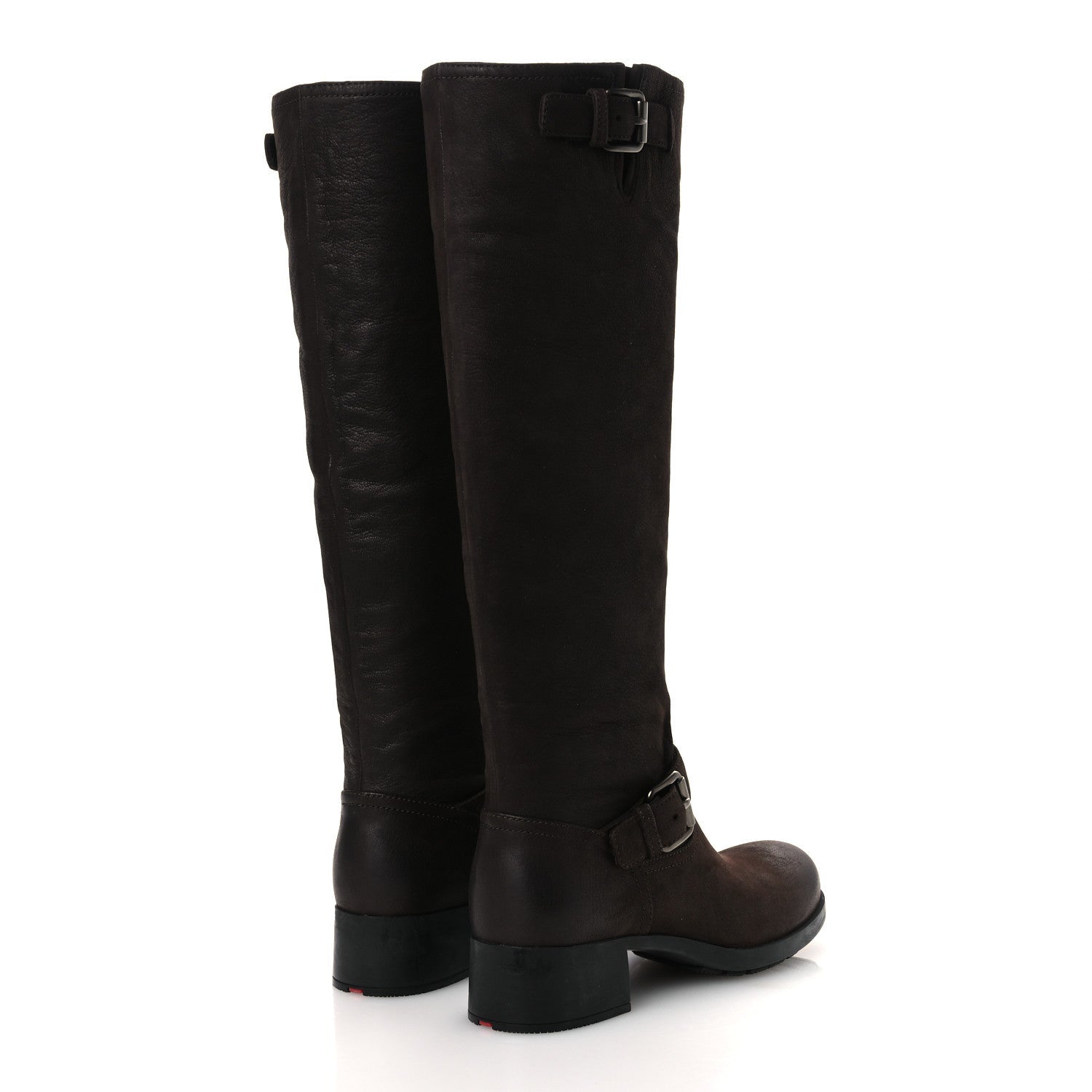 Prada Capra Antic Donna Tall Riding Boots 37 Ebano