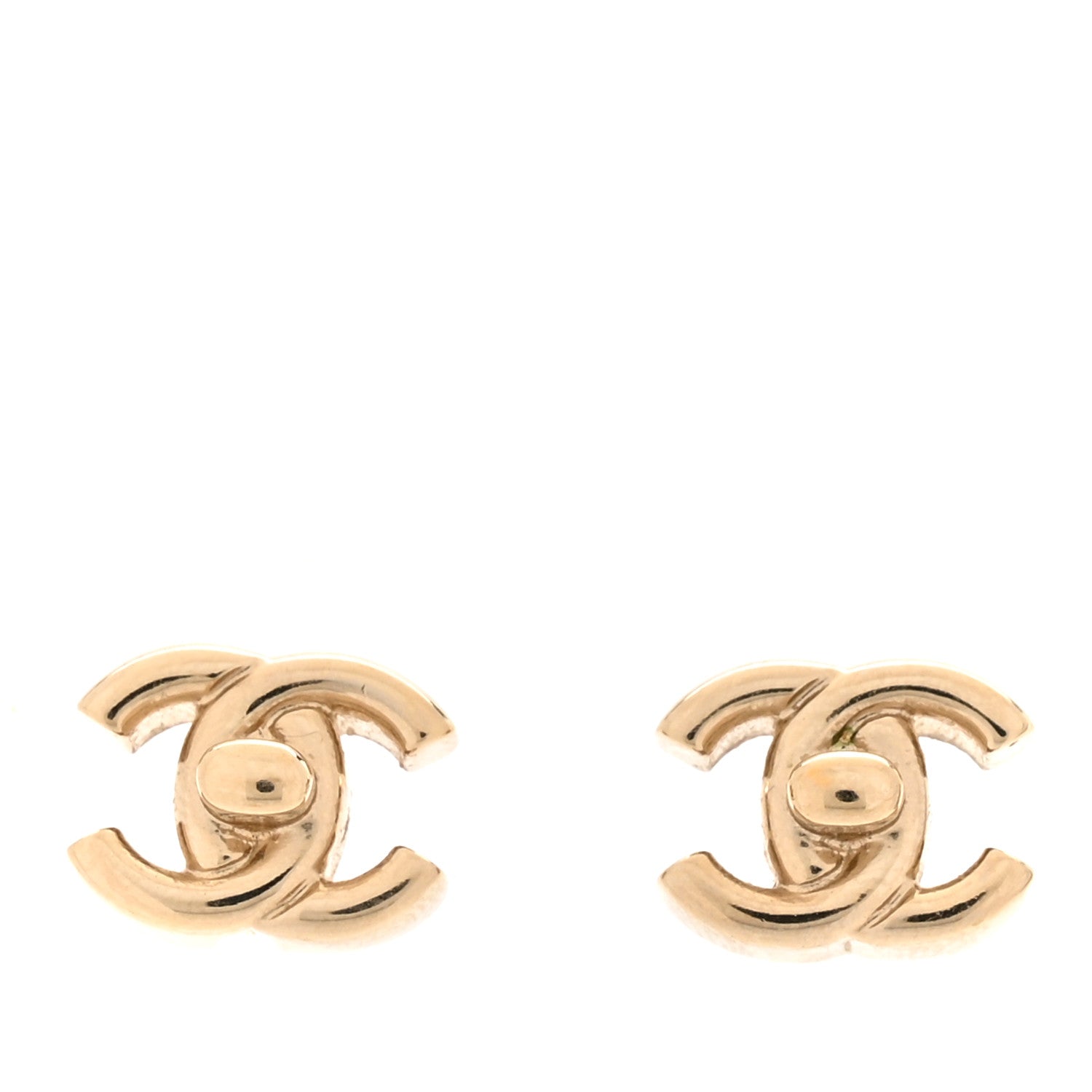 Metal CC Turnlock Earrings Gold