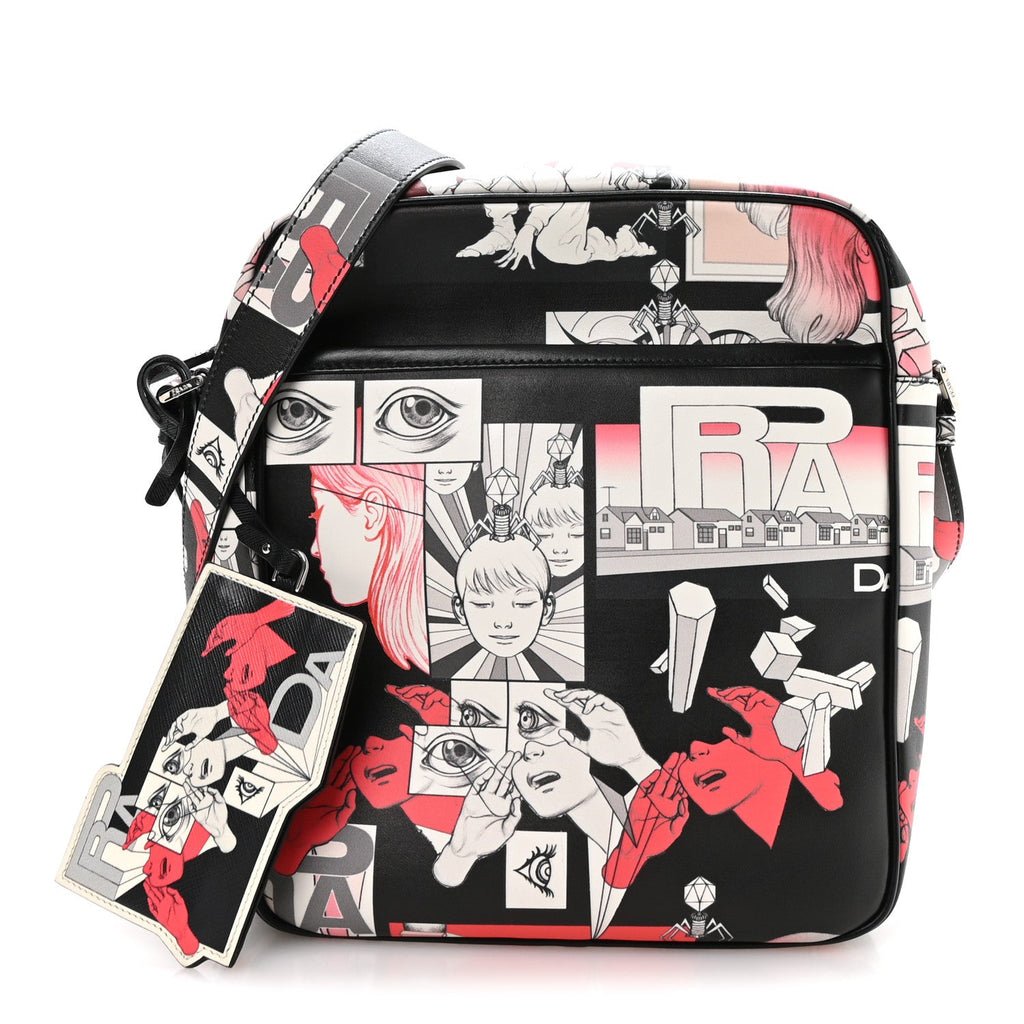Prada X JAMES JEAN Vitello DNA Flat Messenger Bag Black