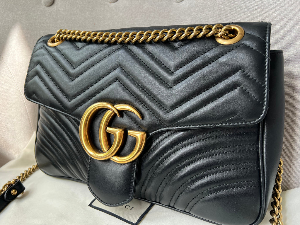 Gucci GG Black Marmont Medium Shoulder Bag