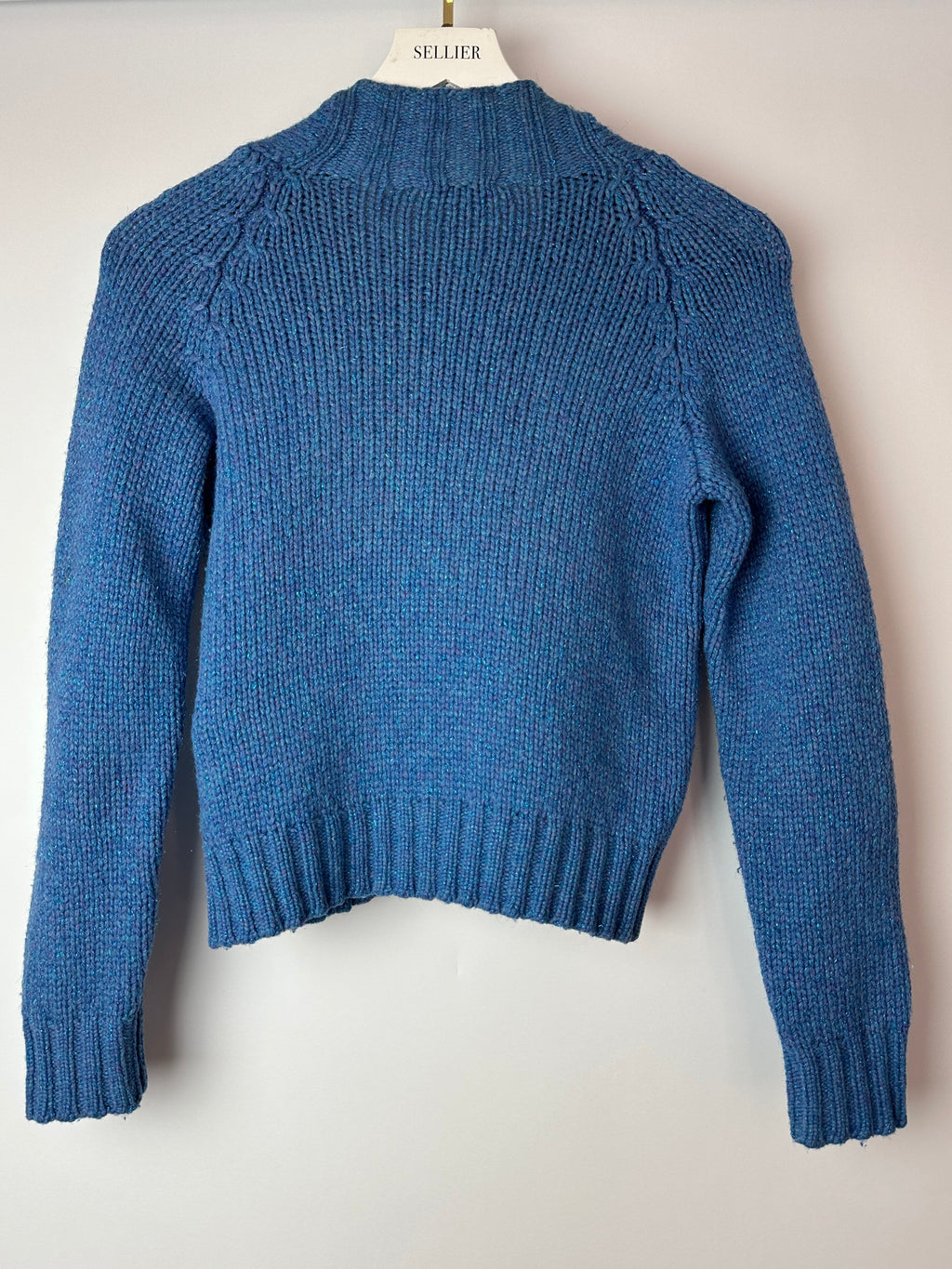 Chanel 01/A Blue Wool Jumper With Scarf Tie and Sparkle Detail Size FR 38 (UK 10)