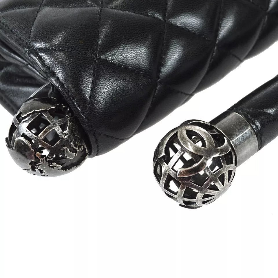 Chanel Black Lambskin Around the World Handbag