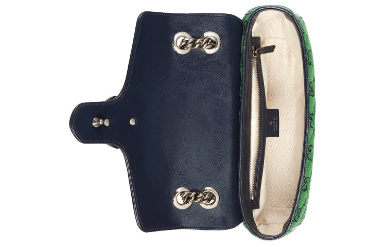 (WMNS) GUCCI Leather GG Marmont Multicolor Logo Single-Shoulder Bag Small Green/Blue 443497-2UZCN-3368