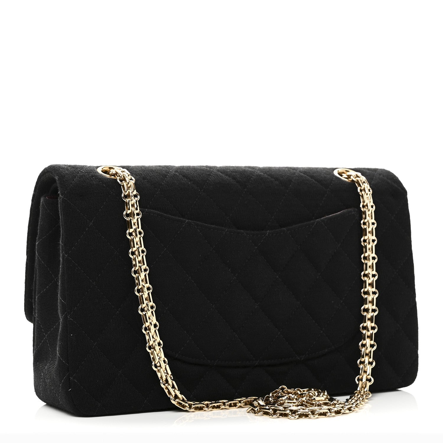 Chanel Jersey Quilted Medium Bijoux Chain Double Flap Black