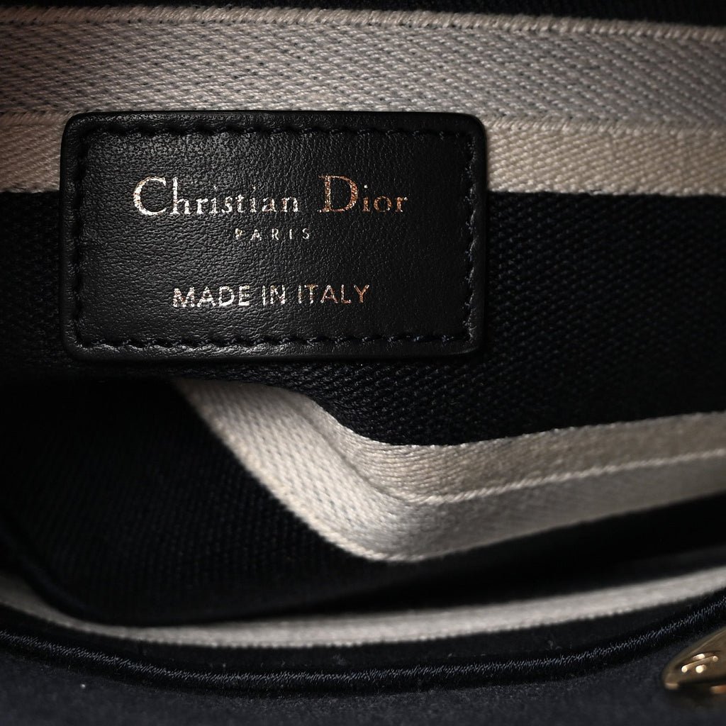 Christian Dior Embroidered Cornely Medium Lady D-Lite Blue White
