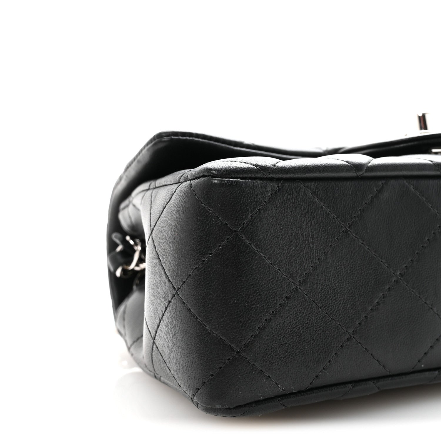 Chanel Lambskin Quilted Mini Rectangular Flap Black