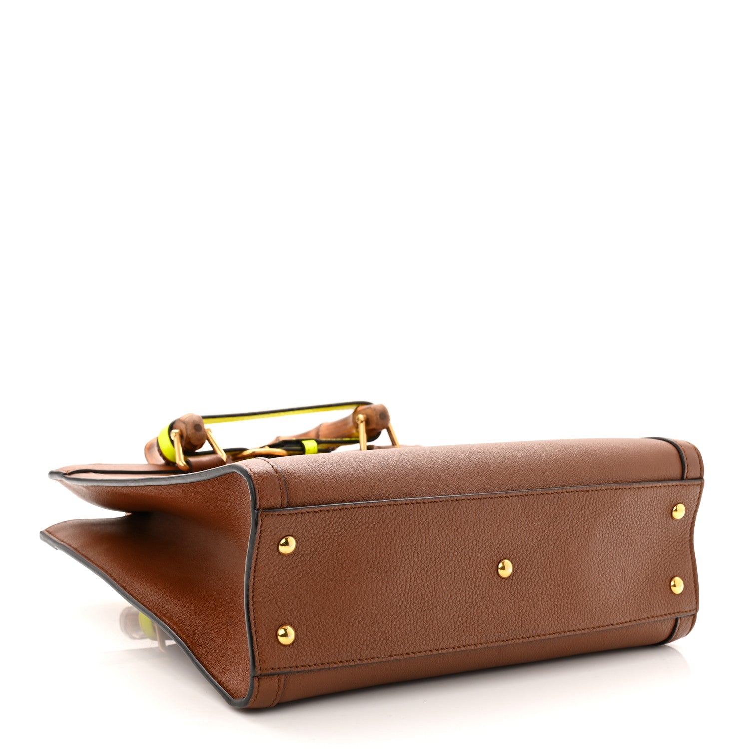 Gucci Wonka Grain Calfskin Small Diana Tote Bag Cuir Yellow Fluo