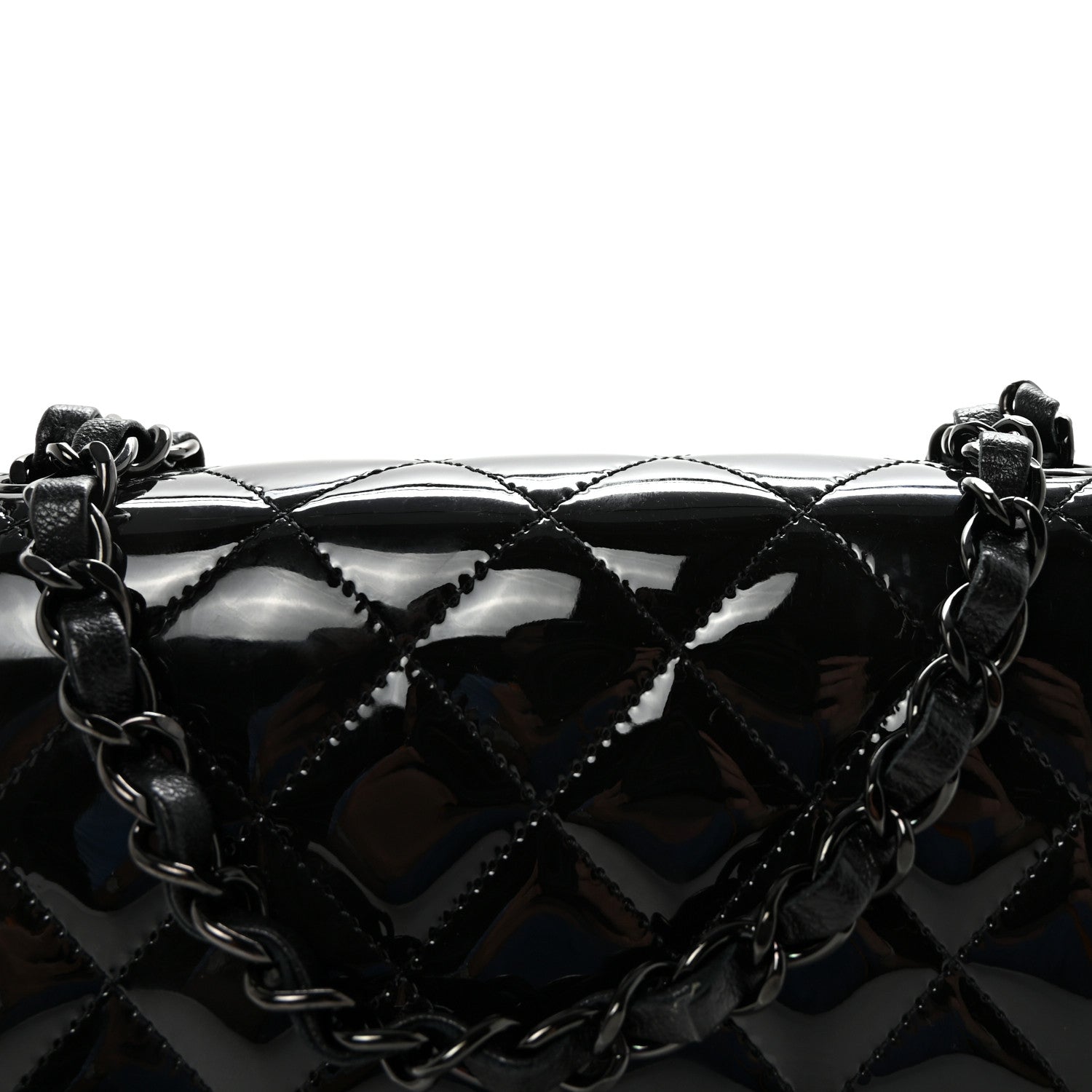 Chanel Patent Calfskin Quilted Mini Square Flap So Black