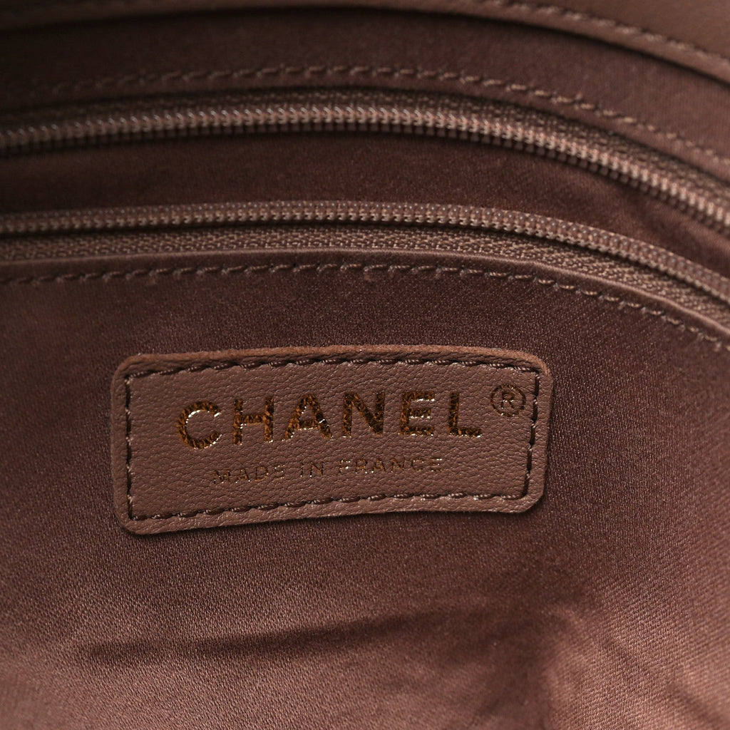 Chanel Shiny Lambskin Quilted Maxi Hobo Brown
