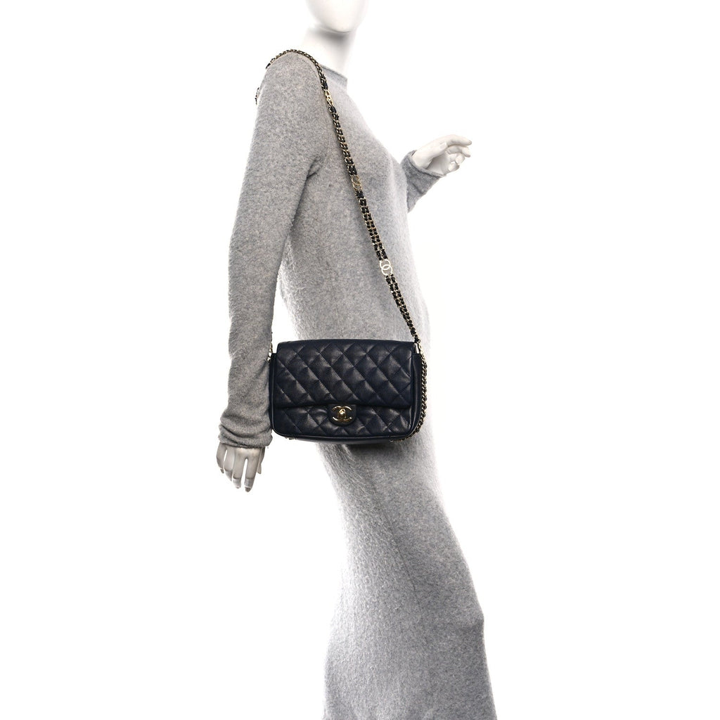 Chanel Caviar Quilted Small CC You Flap Navy