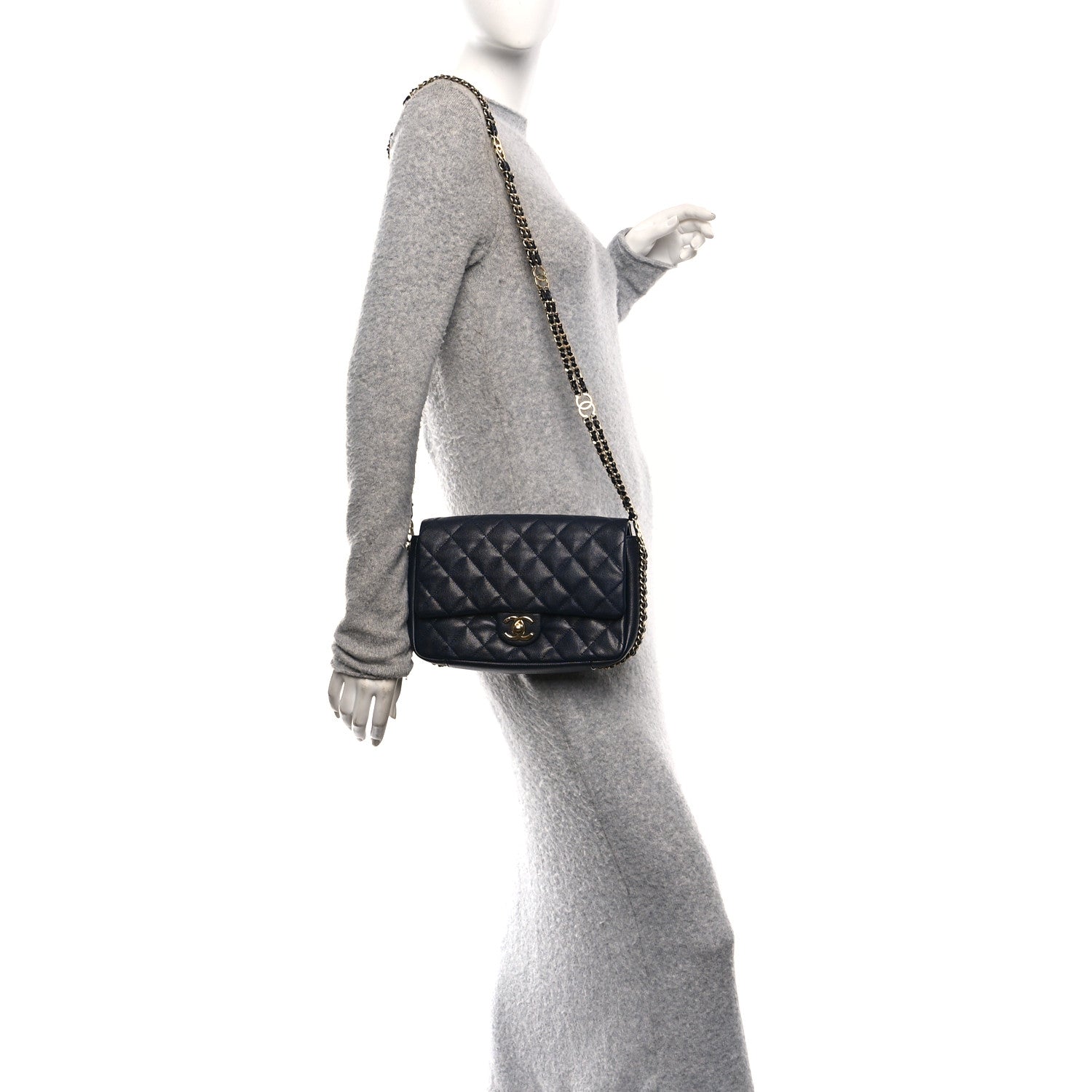Chanel Caviar Quilted Small CC You Flap Navy