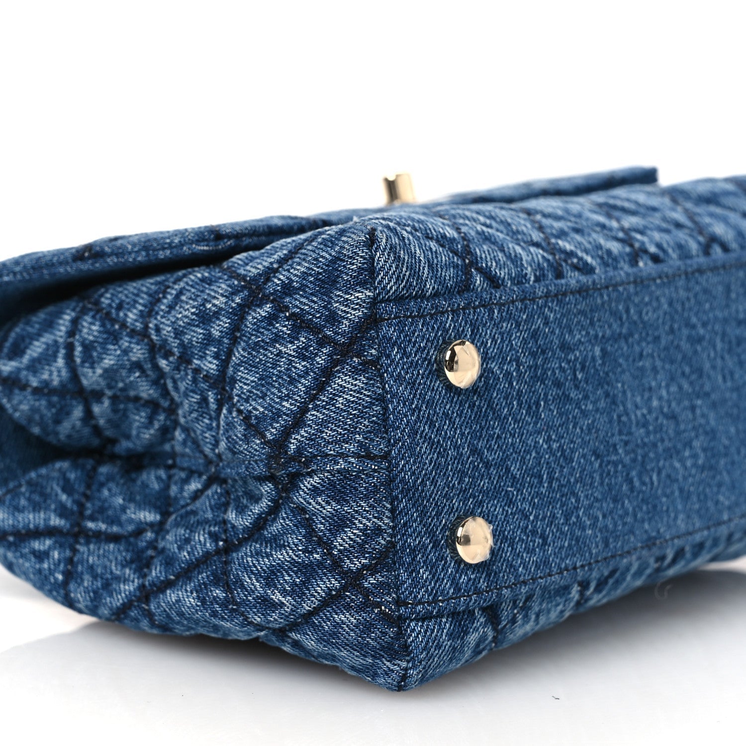 Chanel Washed Denim Quilted Mini Coco Handle Flap Blue