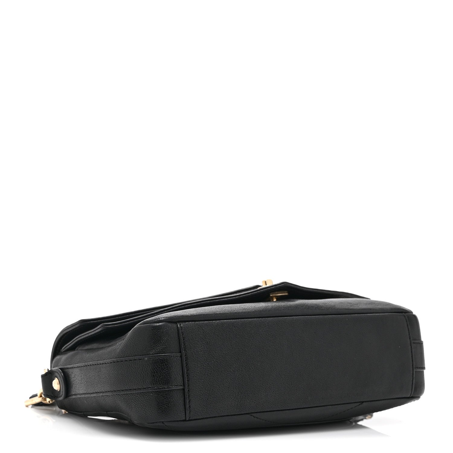 Chanel Sheepskin Chevron Quilted Mini Double Chevron Flap Black